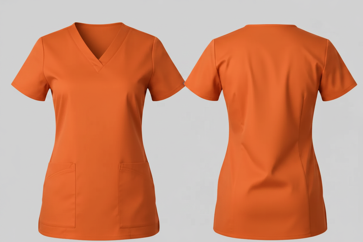 Valento CQVALAV Lavender Scrub Top Dames Slim Fit Borduren | 150 g
