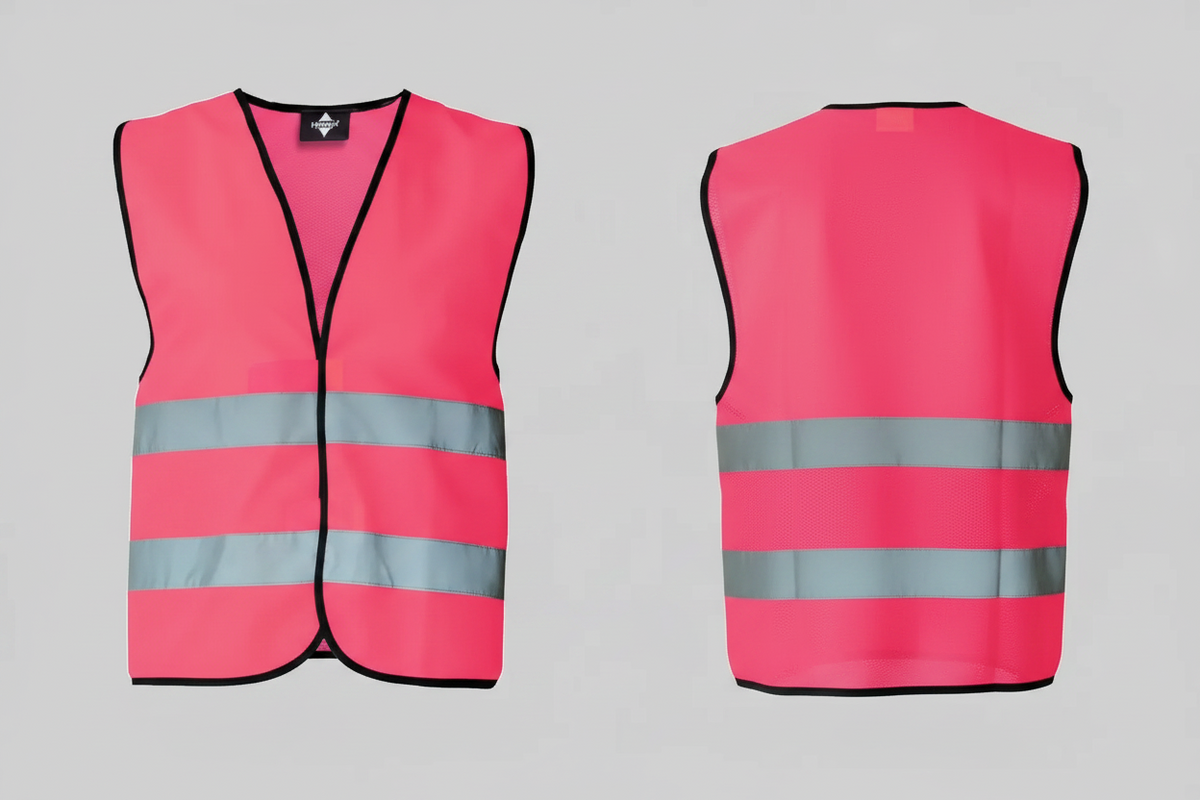 Reflecterende veiligheidsvest met klittenbandsluiting borduren neon roze - Korntex KX218