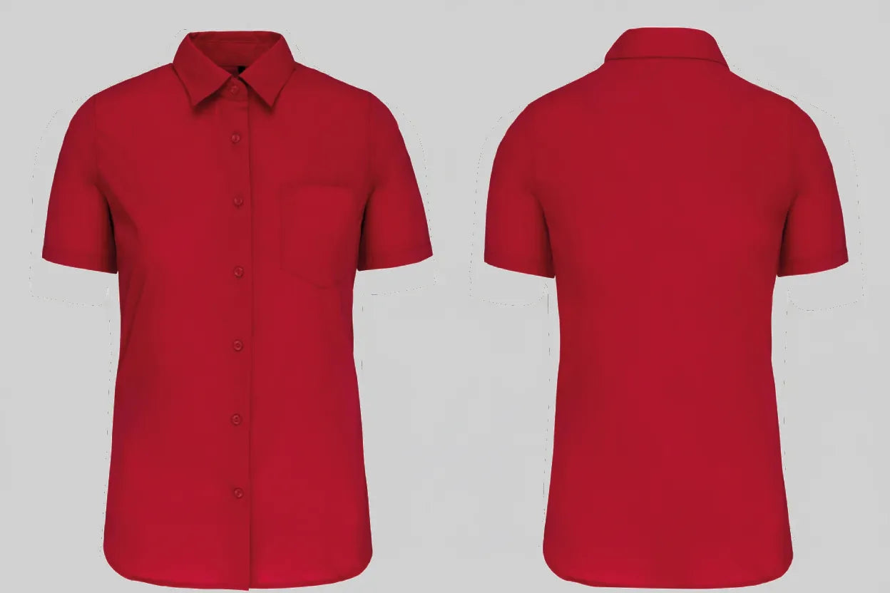 Kariban K544 Dames Poplin Blouse Korte Mouwen Borduren | 100% Katoen | 125 g/m²