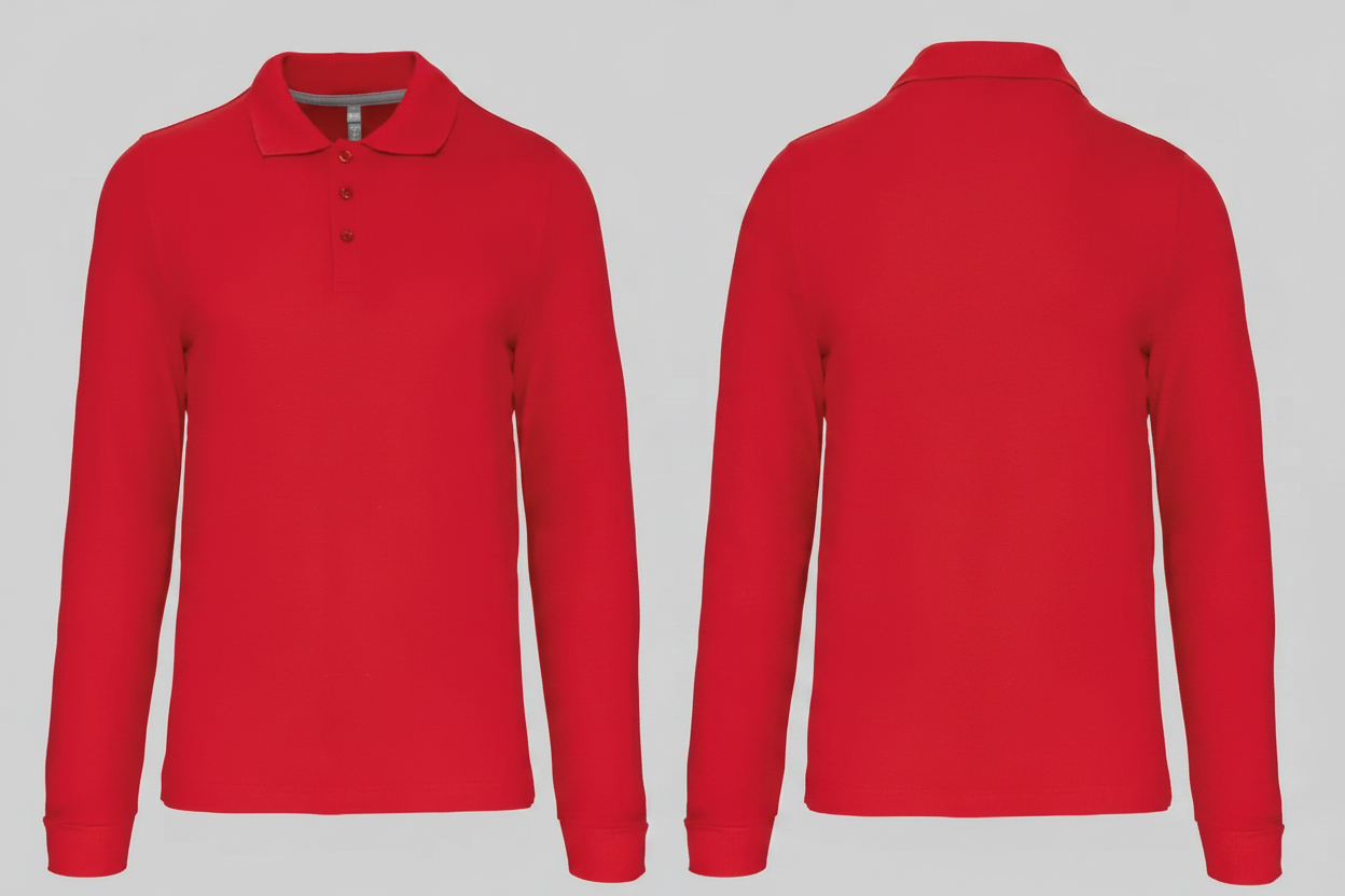 Kariban K243 Heren Polo Lange Mouwen Borduren | Katoen | 220 g/m²