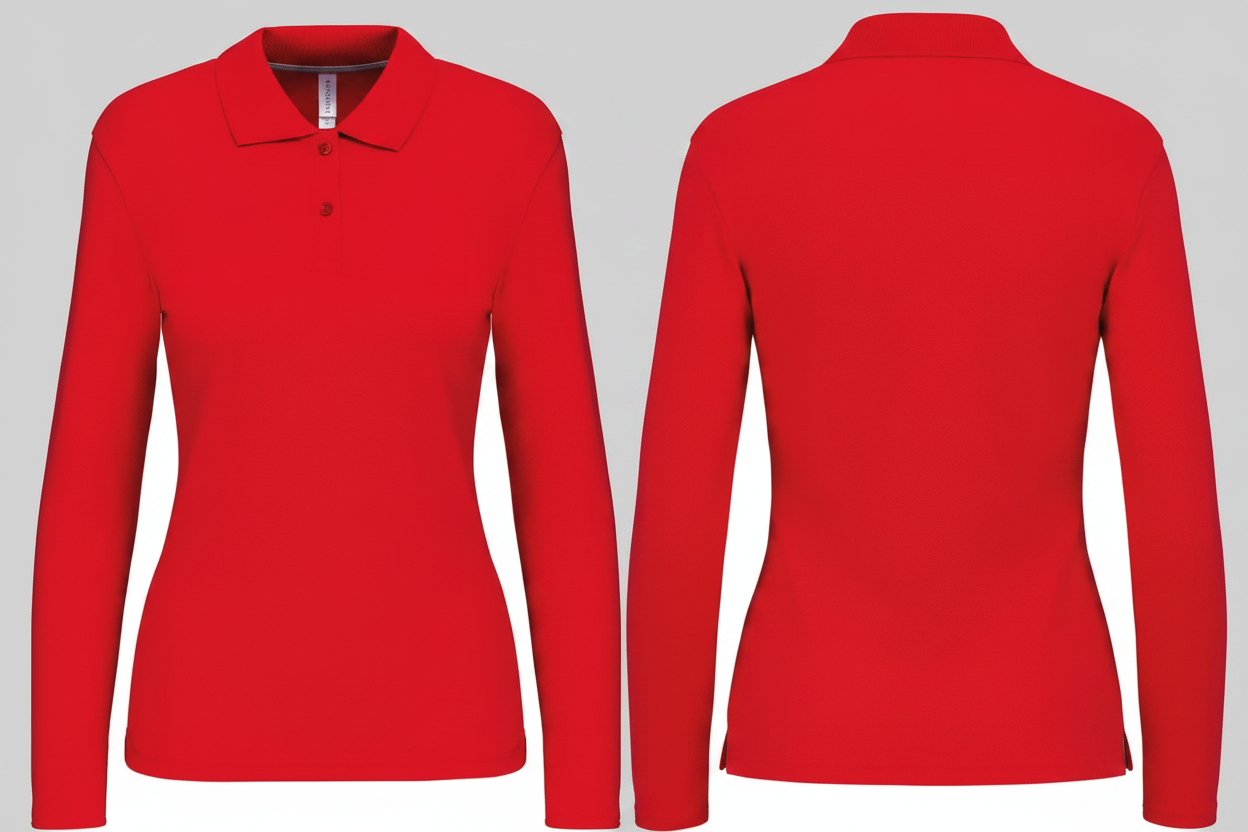 Kariban K244 Dames Polo Lange Mouwen Borduren | Katoen | 220 g/m²