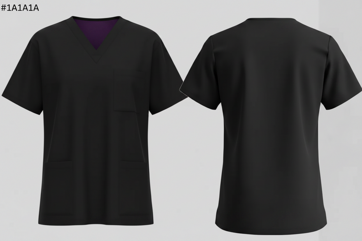 Scrub tunic borduren zwart - Radsow Uneek UC921