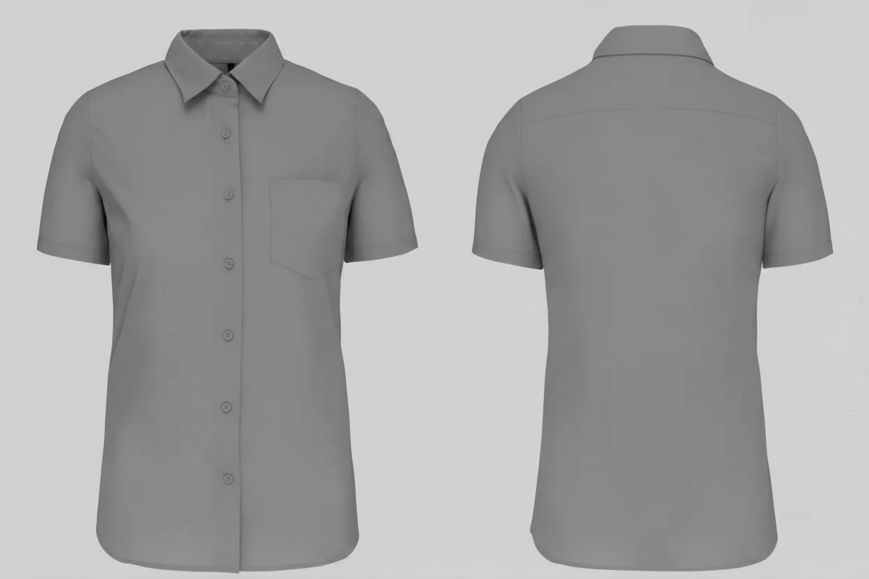 Kariban K544 Dames Poplin Blouse Korte Mouwen Borduren | 100% Katoen | 125 g/m²