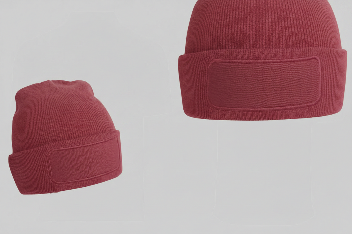 Stijlvolle wintermuts borduren donkerroze - Beechfield BF445