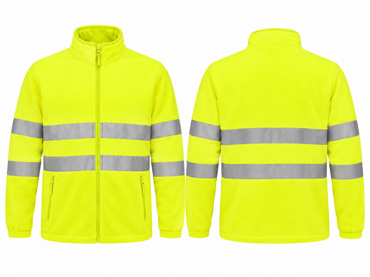 Valento VA804 AIRPORT hi-vis fleece jas fluogeel voor- en achterkant