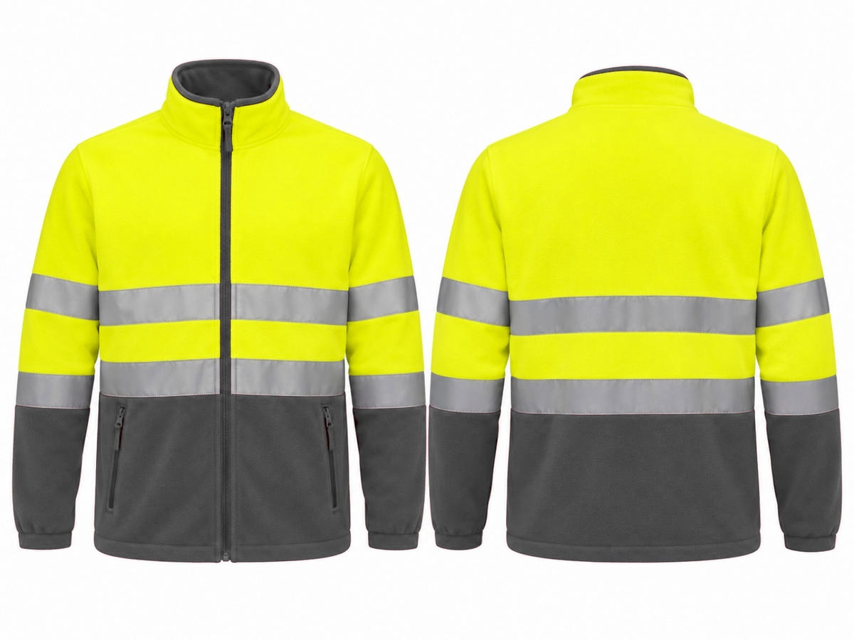 Valento VA804 AIRPORT hi-vis fleece jas fluogeel antracietgrijs borduren