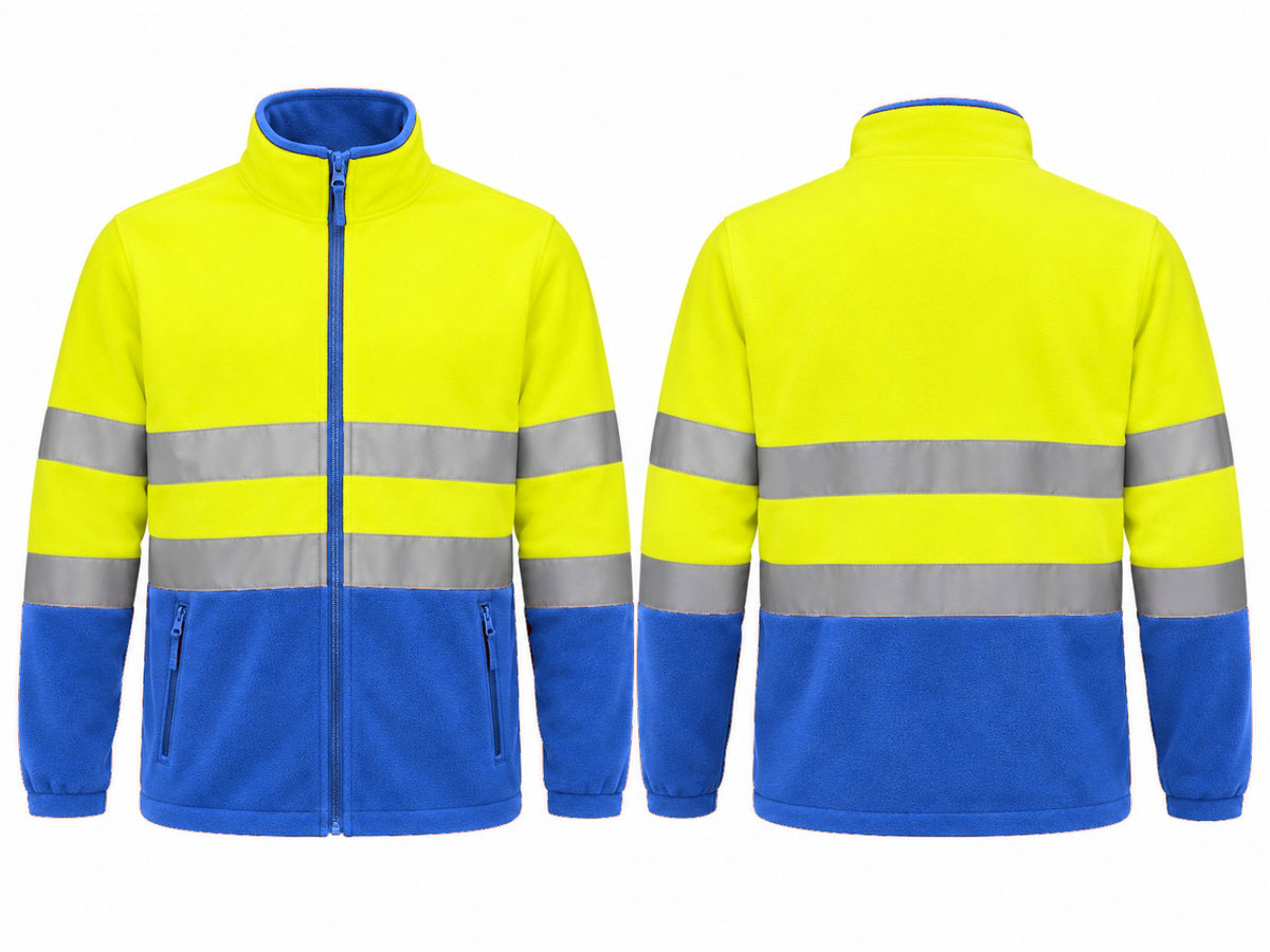 Valento VA804 AIRPORT hi-vis fleece jas fluogeel blauw borduren