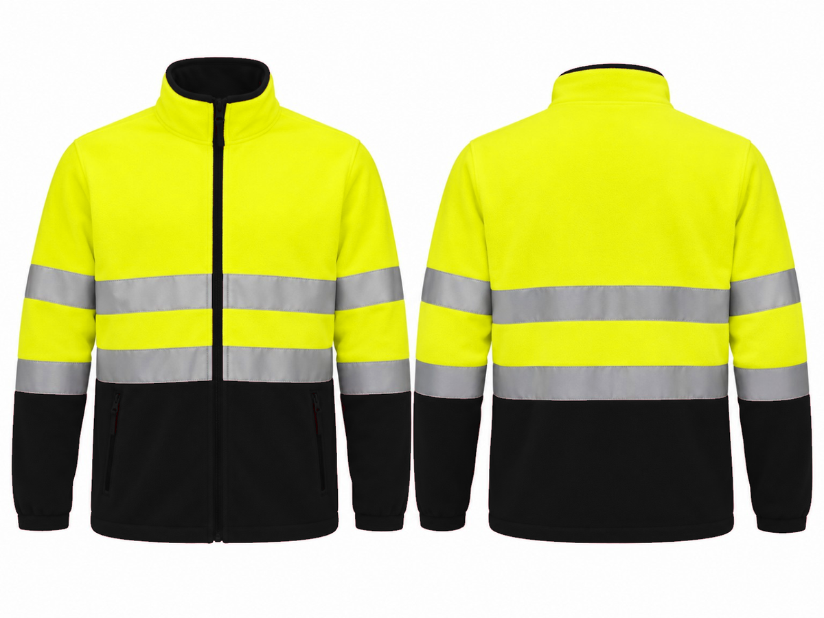 Valento VA804 AIRPORT hi-vis fleece jas fluogeel zwart borduren