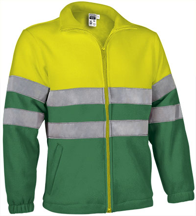 Valento VA804 AIRPORT hi-vis fleece jas in fluogeel en amazonegroen