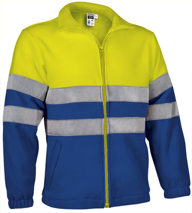 Valento VA804 AIRPORT hi-vis fleece jas in fluogeel en blauw