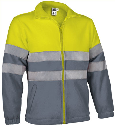 Valento VA804 AIRPORT hi-vis fleece jas in fluogeel en cementgrijs