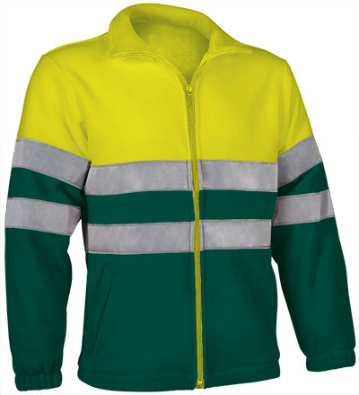 Valento VA804 AIRPORT hi-vis fleece jas in fluogeel en flessengroen