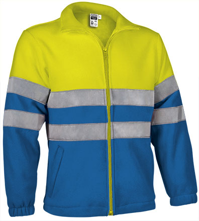 Valento VA804 AIRPORT hi-vis fleece jas in fluogeel en koningsblauw