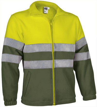 Valento VA804 AIRPORT hi-vis fleece jas in fluogeel en legergroen