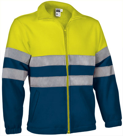 Valento VA804 AIRPORT hi-vis fleece jas in fluogeel en marineblauw