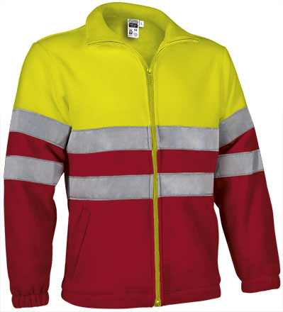 Valento VA804 AIRPORT hi-vis fleece jas in fluogeel en rood
