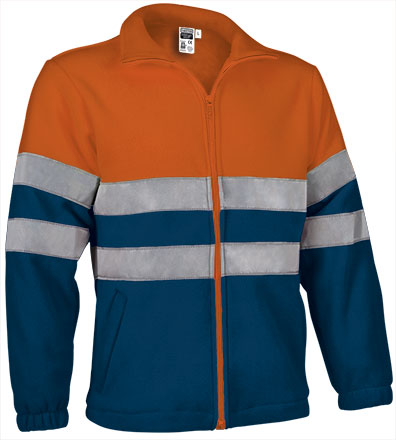 Valento VA804 AIRPORT hi-vis fleece jas in fluor oranje en marineblauw