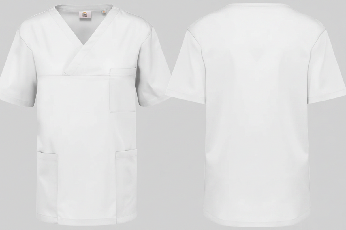 Wk. designed to work wk507 unisex tuniek korte mouwen polykatoen borduren wit - WK WK5070