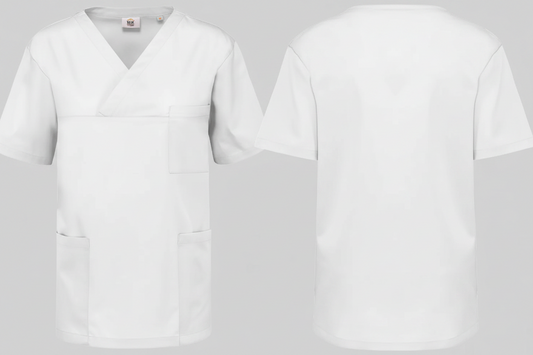 Wk. designed to work wk507 unisex tuniek korte mouwen polykatoen borduren wit - WK WK5070