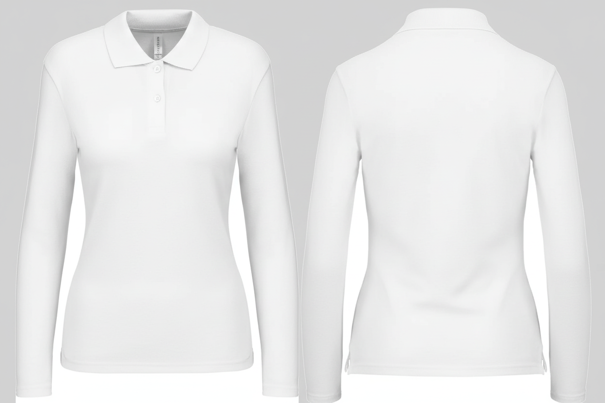 Kariban K244 Dames Polo Lange Mouwen Borduren | Katoen | 220 g/m²