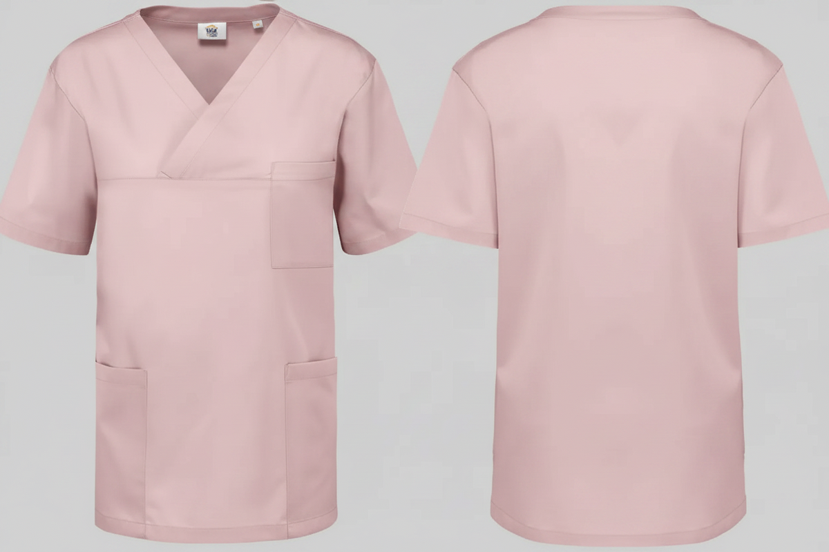 Wk. designed to work wk507 unisex tuniek korte mouwen polykatoen borduren lichtroze - WK WK5070