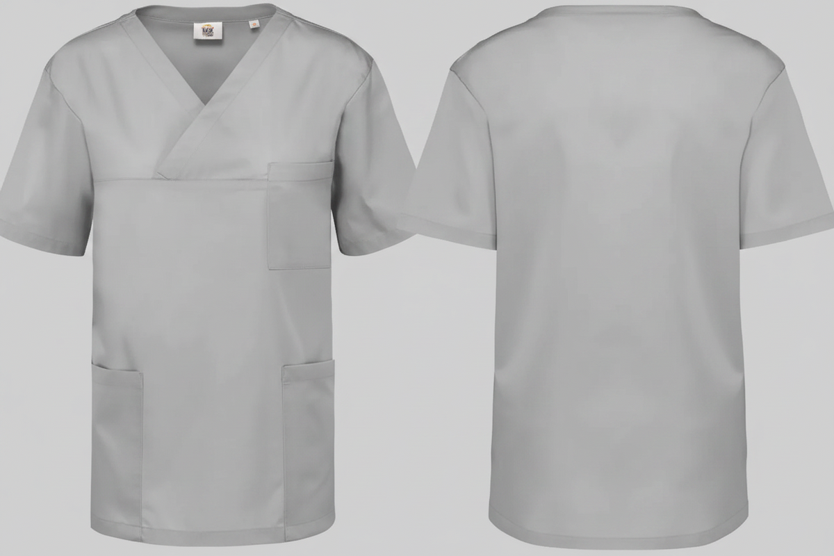 Wk. designed to work wk507 unisex tuniek korte mouwen polykatoen borduren sneeuwgrijs - WK WK5070