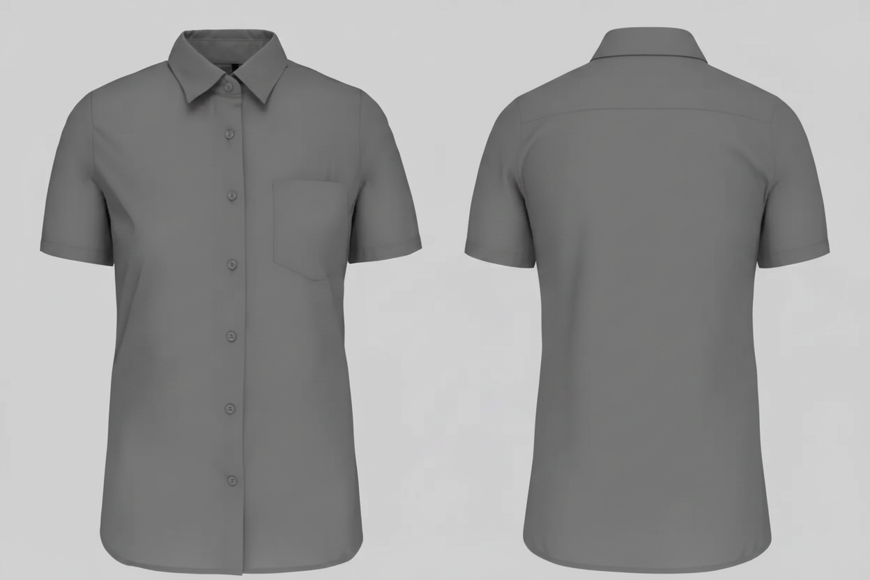 Kariban K544 Dames Poplin Blouse Korte Mouwen Borduren | 100% Katoen | 125 g/m²