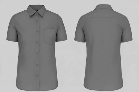 Kariban K544 Dames Poplin Blouse Korte Mouwen Borduren | 100% Katoen | 125 g/m²